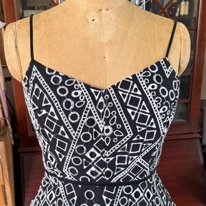 Banana Republic Black & White Strapless Geometric Dress